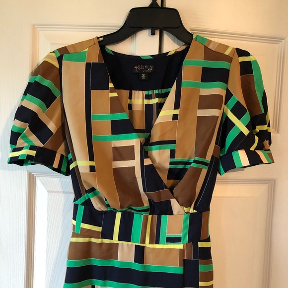 The Webster Miami Faux Wrap Dress Geometric M - Picture 2 of 5